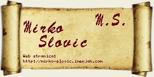 Mirko Slović vizit kartica